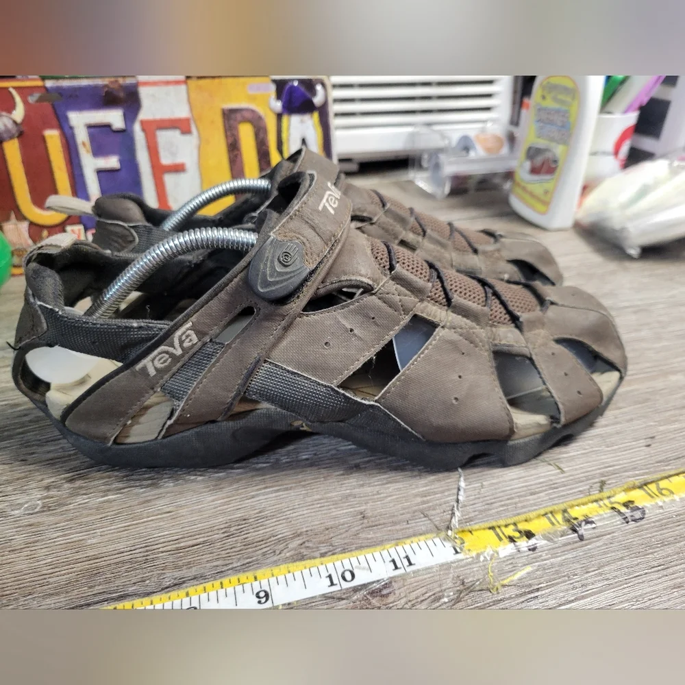 Teva Deacon Fisherman Sandal Men's  Brown Hook & Loop Mesh Water Resistant Sz 12